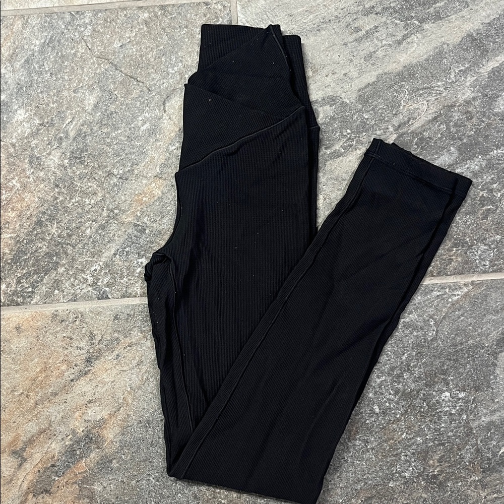 OFFLINE by Aerie, Real Me Hi-Rise Ribbed Crossfront 7/8 Legging, Black, Size XXS
